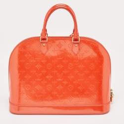 Pre Owned Louis Vuitton Orange Sunset Monogram Vernis Alma GM Bag