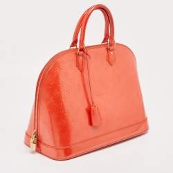 Pre Owned Louis Vuitton Orange Sunset Monogram Vernis Alma GM Bag