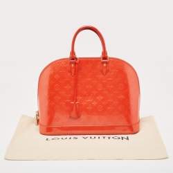 Pre Owned Louis Vuitton Orange Sunset Monogram Vernis Alma GM Bag