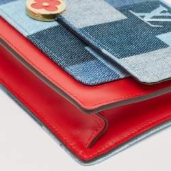 Louis Vuitton Blue/Rouge Damier and Monogram Patchwork Denim Denim Flore Wallet on Chain 