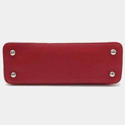 Pre Owned Louis Vuitton Red Leather Capucines PM Top Handle Bag