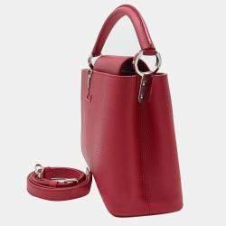 Pre Owned Louis Vuitton Red Leather Capucines PM Top Handle Bag