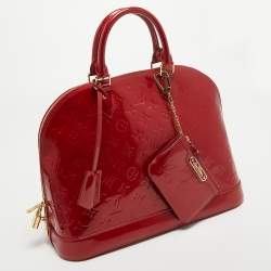 Pre Owned Louis Vuitton Red Monogram Vernis Alma MM Bag