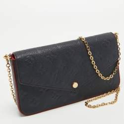 Pre Owned Louis Vuitton Marine/Rouge Monogram Empreinte Leather Felicie Pochette Bag