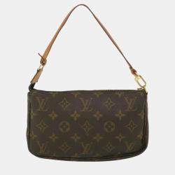 Pre Owned Louis Vuitton Brown Monogram Canvas Pochette Accessoires Clutch Bag