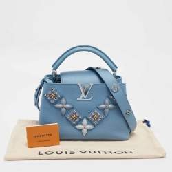 Louis Vuitton Light Blue Leather Mechanical Flower Capucines BB Bag