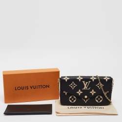 Pre Owned Louis Vuitton Black/Beige Monogram Leather Félicie Pochette