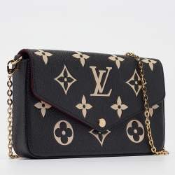Pre Owned Louis Vuitton Black/Beige Monogram Leather Félicie Pochette
