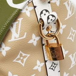 Pre Owned Louis Vuitton Kaki/Beige Monogram Giant Canvas Speedy Bandouliere 30 Bag