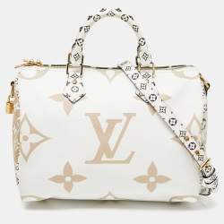 Pre Owned Louis Vuitton Kaki/Beige Monogram Giant Canvas Speedy Bandouliere 30 Bag