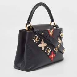Pre Owned Louis Vuitton Black Taurillon Leather Limited Edition Applique Capucines PM Bag
