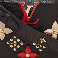 Pre Owned Louis Vuitton Black Taurillon Leather Limited Edition Applique Capucines PM Bag