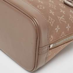 Pre Owned Louis Vuitton Taupe Monogram Satin and Leather Mini Alma Bag