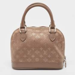Pre Owned Louis Vuitton Taupe Monogram Satin and Leather Mini Alma Bag
