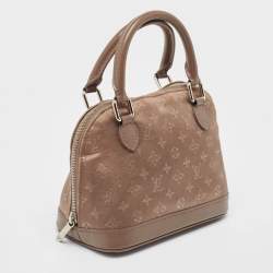 Pre Owned Louis Vuitton Taupe Monogram Satin and Leather Mini Alma Bag