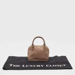Pre Owned Louis Vuitton Taupe Monogram Satin and Leather Mini Alma Bag