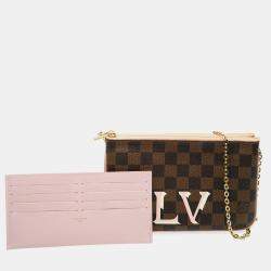 Louis Vuitton Pink Damier Ebene Canvas Double Zip Pochette bag