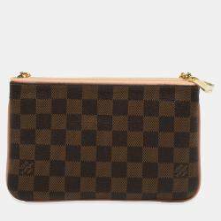 Louis Vuitton Pink Damier Ebene Canvas Double Zip Pochette bag