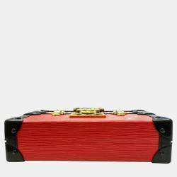 LOUIS VUITTON Red/Black Epi Petite Malle Trunk Clutch