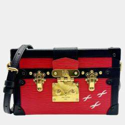 LOUIS VUITTON Red/Black Epi Petite Malle Trunk Clutch