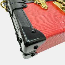 LOUIS VUITTON Red/Black Epi Petite Malle Trunk Clutch