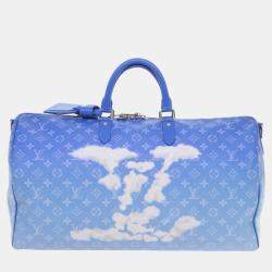 Louis Vuitton Blue Canvas 50 Keepall Bandouliere Duffel Bags