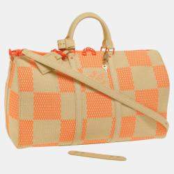 Louis Vuitton Orange Damier Woven Raffia Bandouliere Keepall 50 Duffel Bags