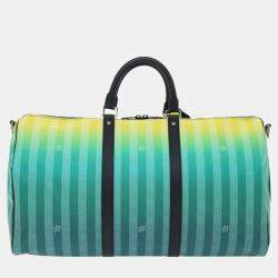 Louis Vuitton Green Damier Stripes Canvas 50 Keepall Bandouliere Duffel Bags