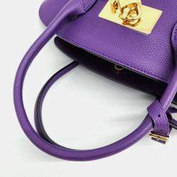 Pre Owned Louis Vuitton Purple Leather Milla PM Top Handle Bag