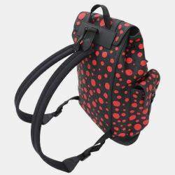 Louis Vuitton Black/Red Yayoi Kusama Painted Dots Taurillon Leather MM Christopher Backpack 