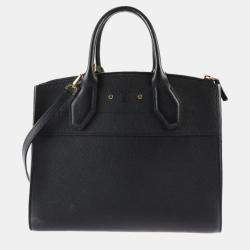 Louis Vuitton Black Leather City Steamer MM Satchel