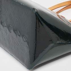 Pre Owned Louis Vuitton Green Monogram Vernis Bellevue PM Bag