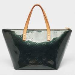 Pre Owned Louis Vuitton Green Monogram Vernis Bellevue PM Bag