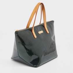 Pre Owned Louis Vuitton Green Monogram Vernis Bellevue PM Bag