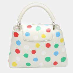 Louis Vuitton x Yayoi Kusama White Leather Capucines Painted Top Handle Bag