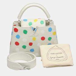 Louis Vuitton x Yayoi Kusama White Leather Capucines Painted Top Handle Bag