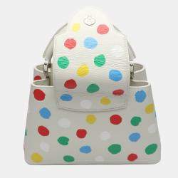 Louis Vuitton x Yayoi Kusama White Leather Capucines Painted Top Handle Bag