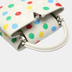 Louis Vuitton x Yayoi Kusama White Leather Capucines Painted Top Handle Bag