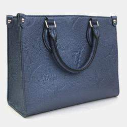 Pre Owned Louis Vuitton Blue Giant Monogram Empreinte Leather OnTheGo PM Tote Bag
