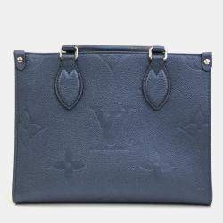 Pre Owned Louis Vuitton Blue Giant Monogram Empreinte Leather OnTheGo PM Tote Bag