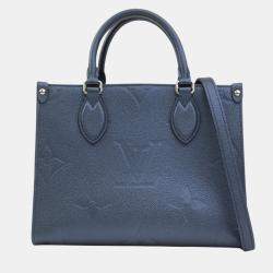 Pre Owned Louis Vuitton Blue Giant Monogram Empreinte Leather OnTheGo PM Tote Bag