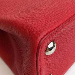 Louis Vuitton Red Leather Capucines BB Top Handle Bag