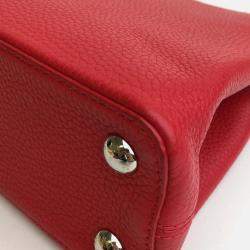 Louis Vuitton Red Leather Capucines BB Top Handle Bag