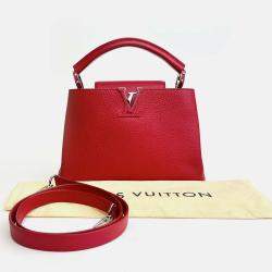 Louis Vuitton Red Leather Capucines BB Top Handle Bag