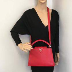 Louis Vuitton Red Leather Capucines BB Top Handle Bag