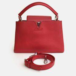 Louis Vuitton Red Leather Capucines MM Top Handle Bag