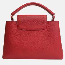 Louis Vuitton Red Leather Capucines MM Top Handle Bag