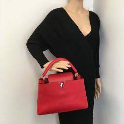 Louis Vuitton Red Leather Capucines MM Top Handle Bag