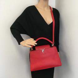 Louis Vuitton Red Leather Capucines MM Top Handle Bag