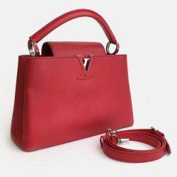 Louis Vuitton Red Leather Capucines MM Top Handle Bag